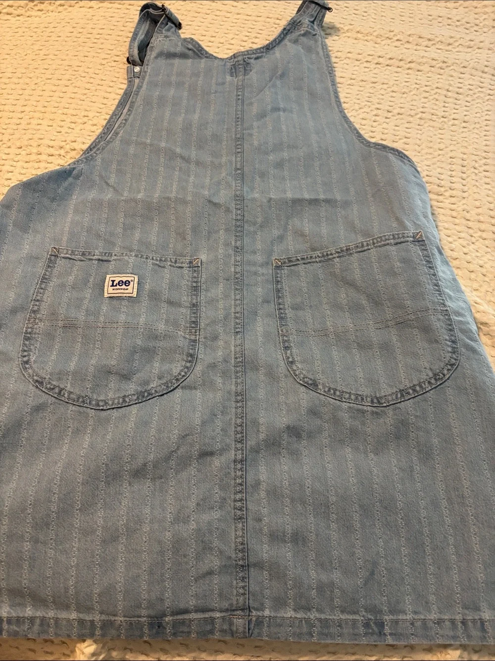 Lee Workwear Light Wash Denim Overalls Dress Jumper Sz L